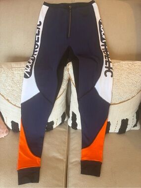 Diesel Navy, White & Orange Colorblock Leggings
